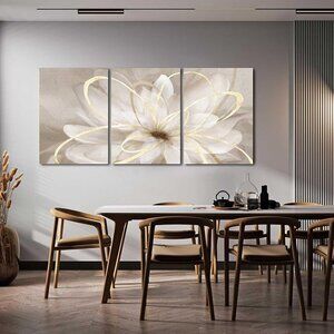 NEW 3 Pieces 16"x 24"x Flower Canvas Painting Wall Decor